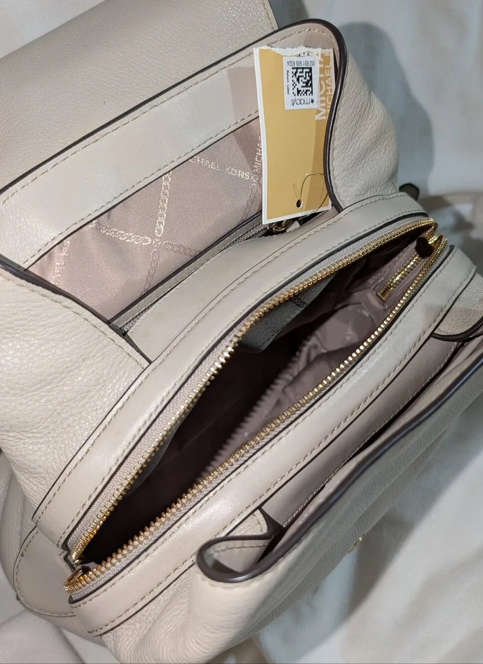 Michael Kors Raven Leather Backpack Light Sand New